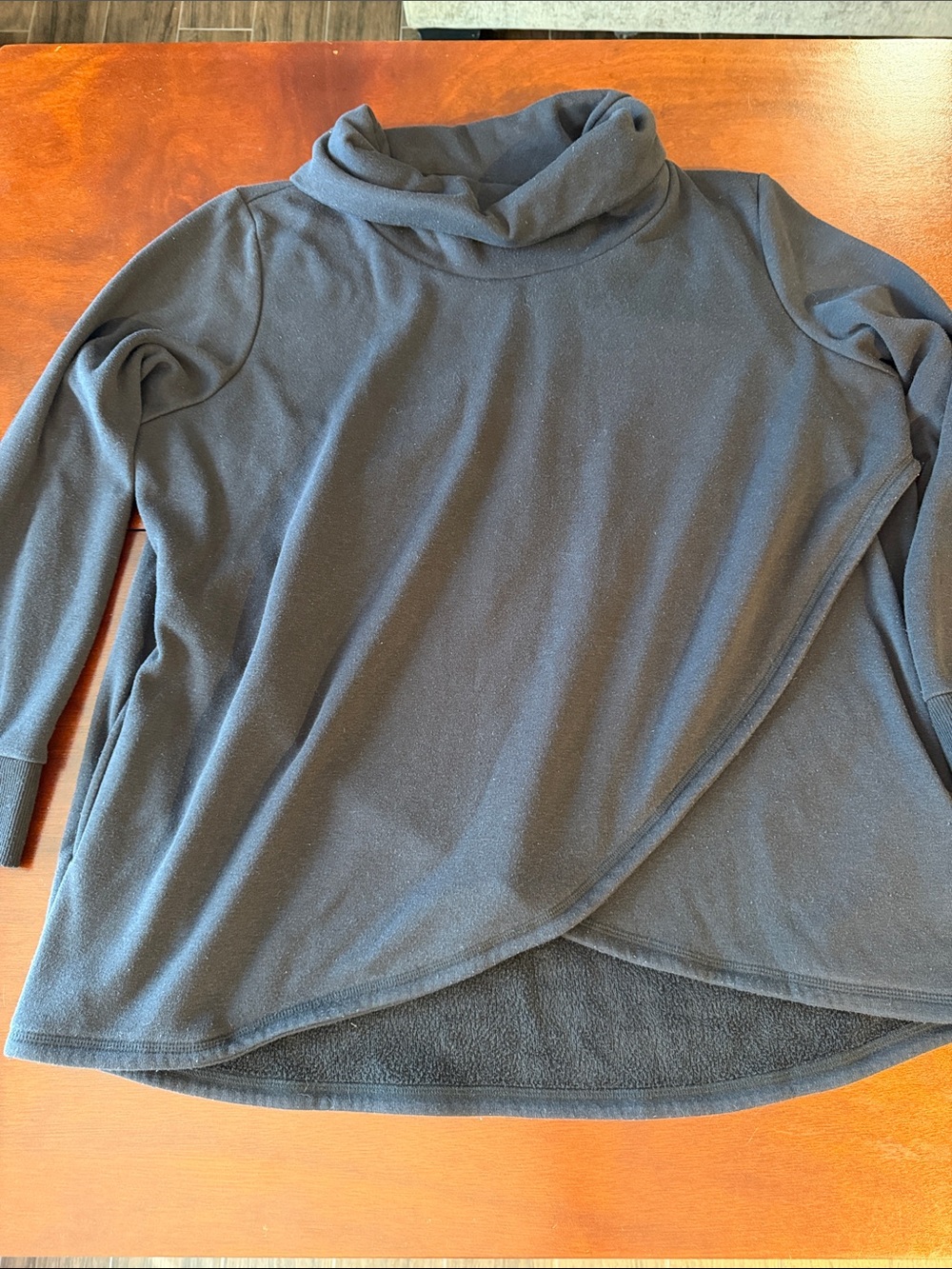 Xersion womens plus Black Draped Cowl-Neck Pullover sweatshirt